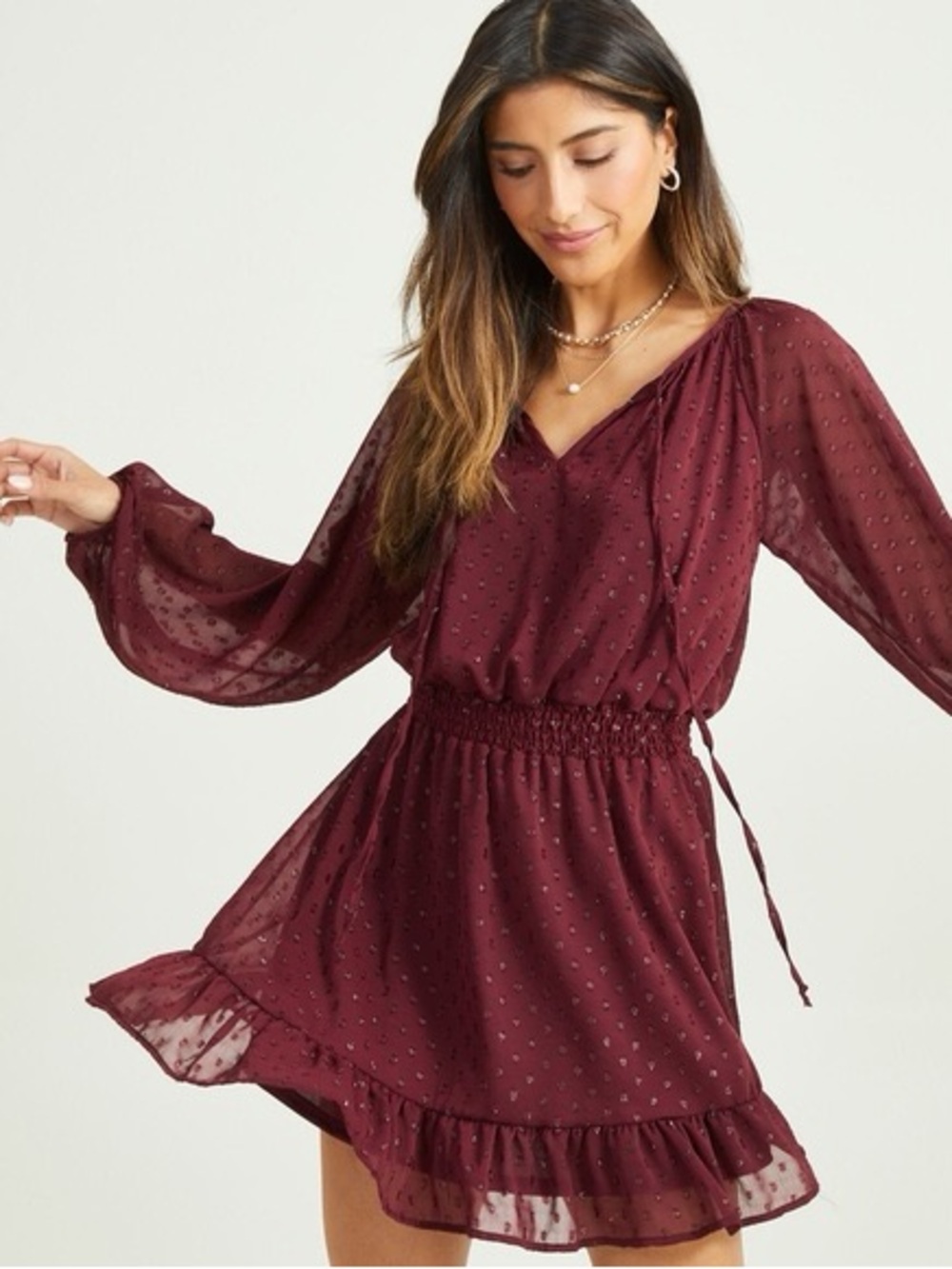 Altar’d State Red Pierce Long Sleeve Dress